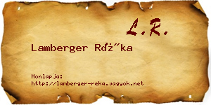 Lamberger Réka névjegykártya